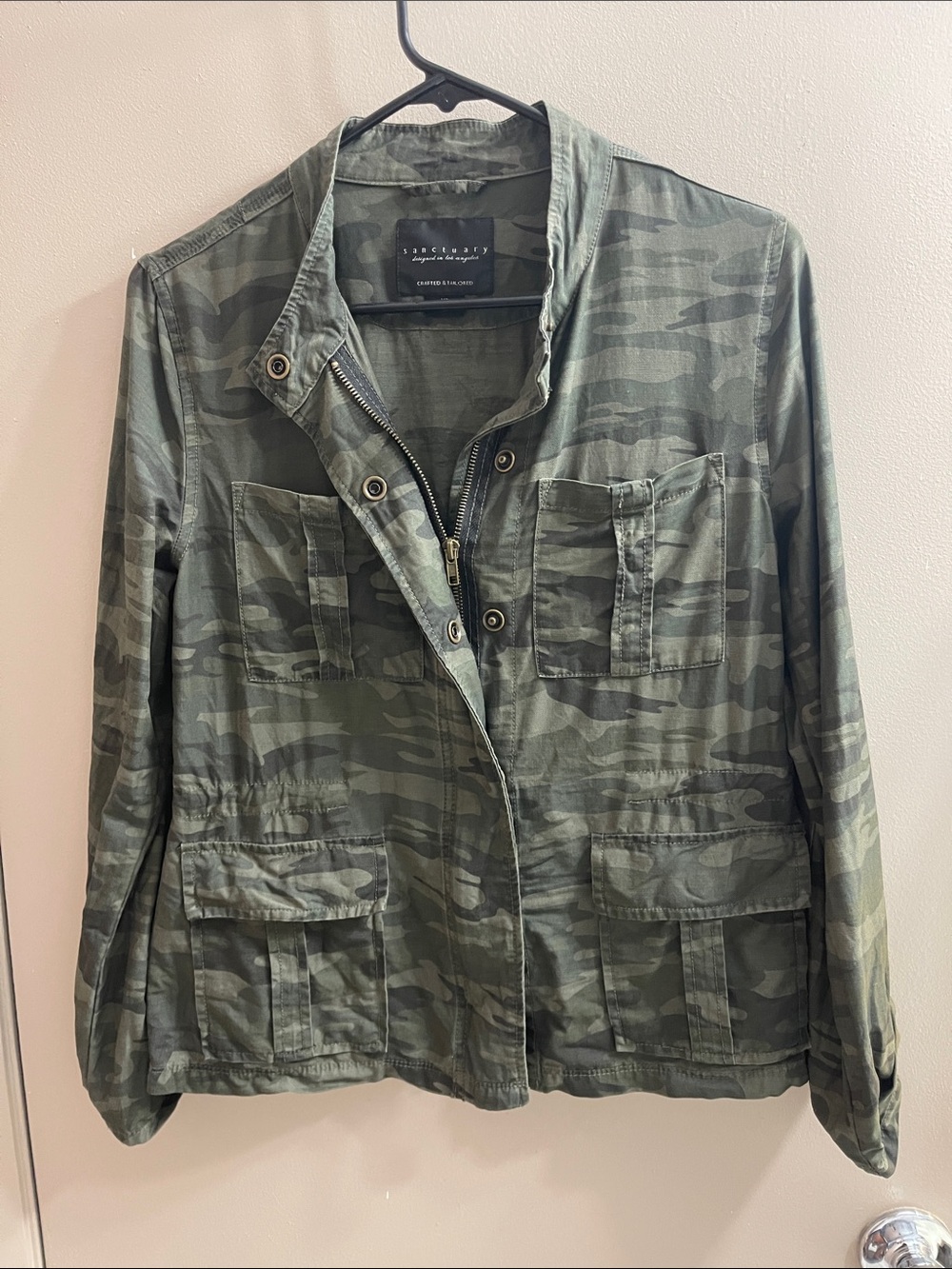 Sanctuary Green Camo Utility Jacket with Patch Pockets
